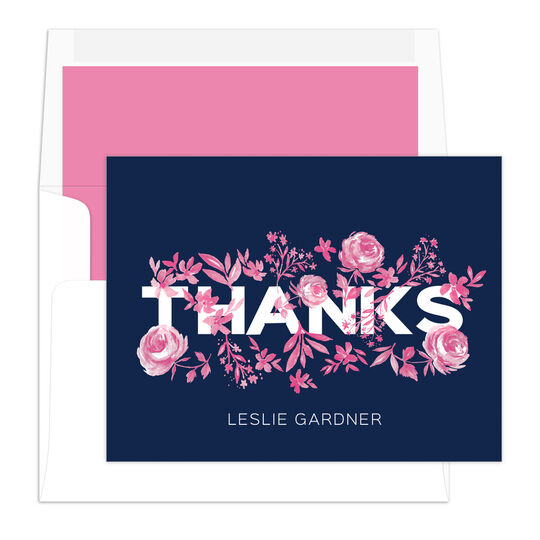 Blush Tiny Blossoms Thank You Folded Note Cards